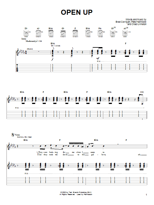 Dispatch Open Up Sheet Music Notes & Chords for Guitar Tab - Download or Print PDF