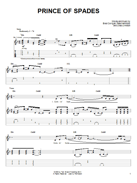 Dispatch Prince Of Spades Sheet Music Notes & Chords for Guitar Tab - Download or Print PDF
