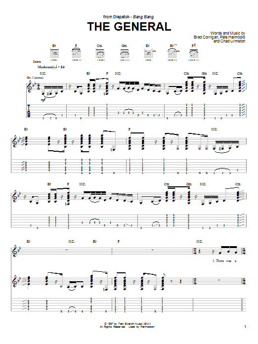 Preview Dispatch The General Metal sheet music, notes and chords for Guitar Tab, SKU: 25416 The General sheet music