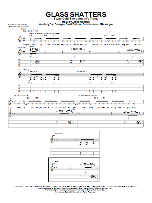 Disturbed Glass Shatters Sheet Music Notes & Chords for Guitar Tab - Download or Print PDF