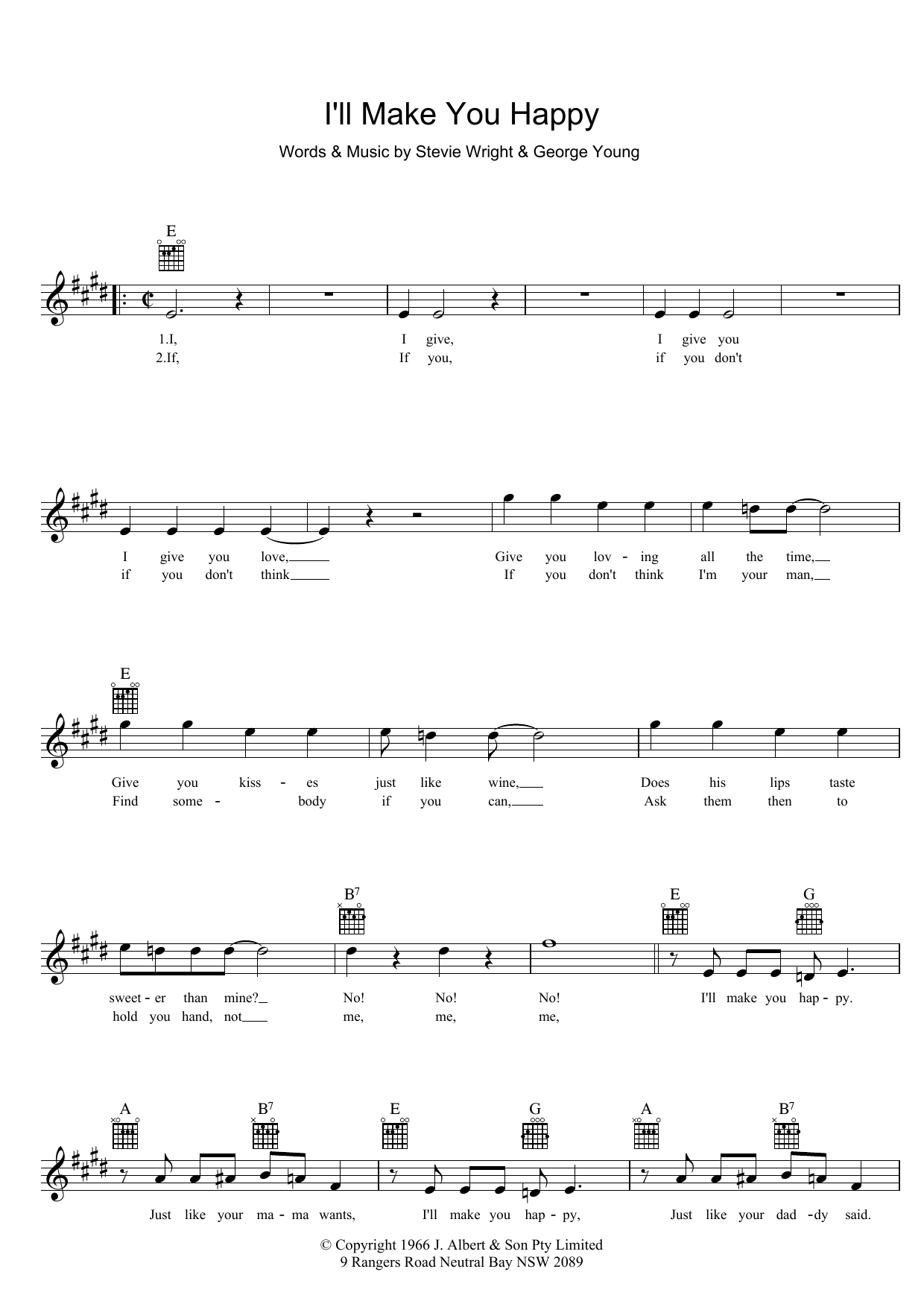 Divinyls I'll Make You Happy Sheet Music Notes & Chords for Melody Line, Lyrics & Chords - Download or Print PDF