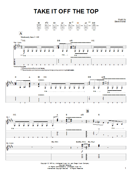 Dixie Dregs Take It Off The Top Sheet Music Notes & Chords for Guitar Tab - Download or Print PDF