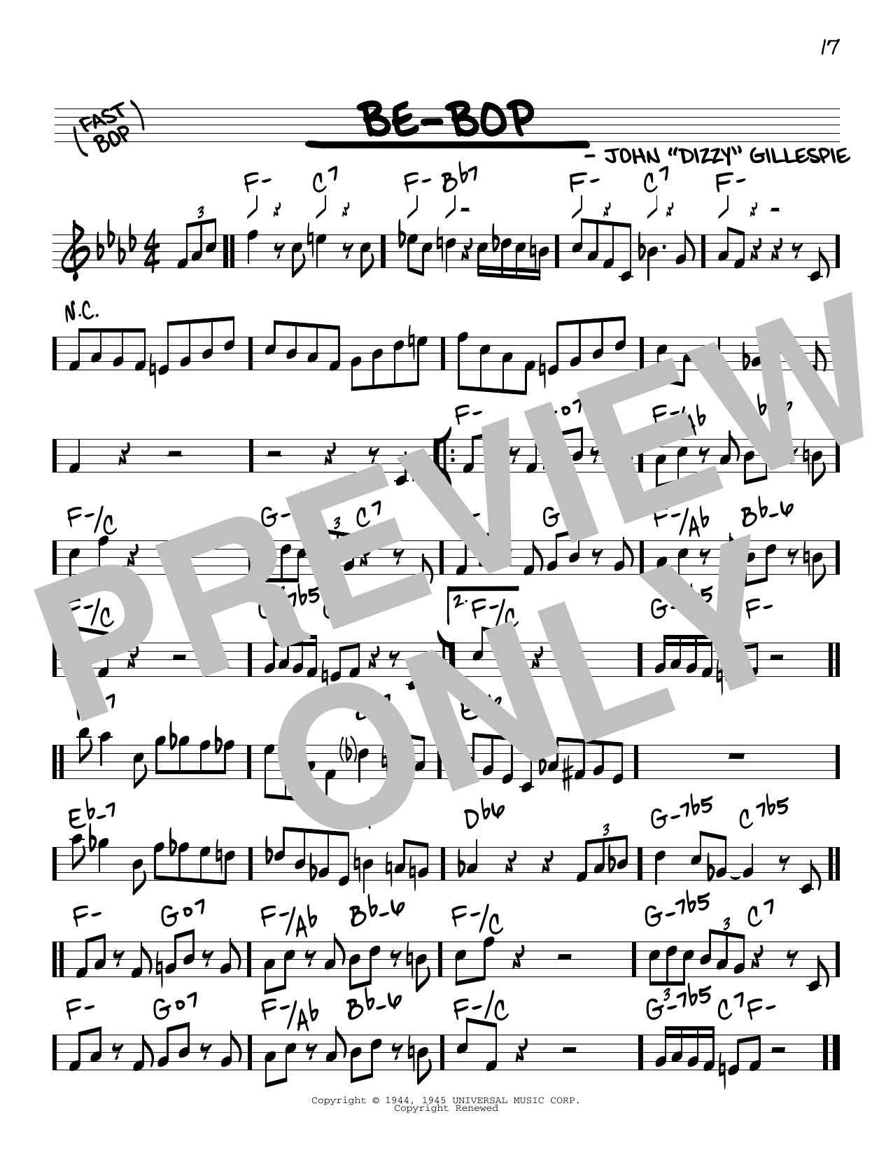 Dizzy Gillespie Be-Bop Sheet Music Notes & Chords for Real Book – Melody & Chords - Download or Print PDF