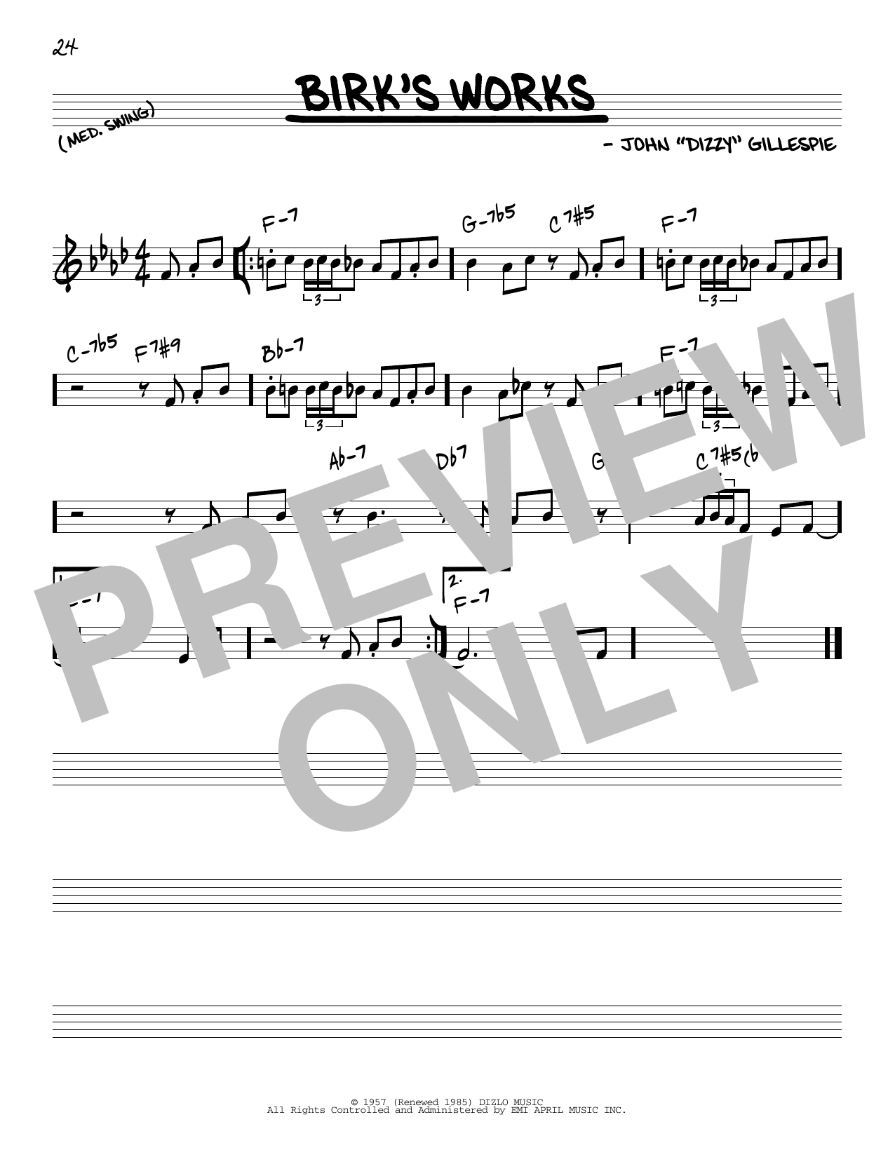 Dizzy Gillespie Birk's Works Sheet Music Notes & Chords for Piano - Download or Print PDF