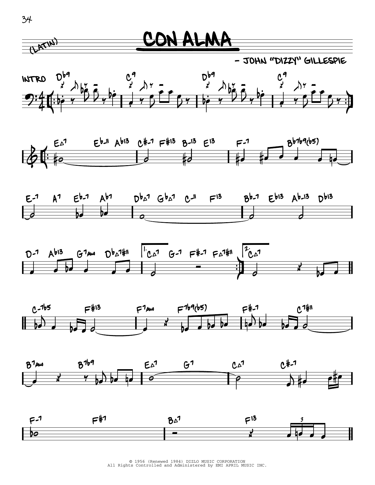 Dizzy Gillespie Con Alma (arr. David Hazeltine) Sheet Music Notes & Chords for Real Book – Enhanced Chords - Download or Print PDF