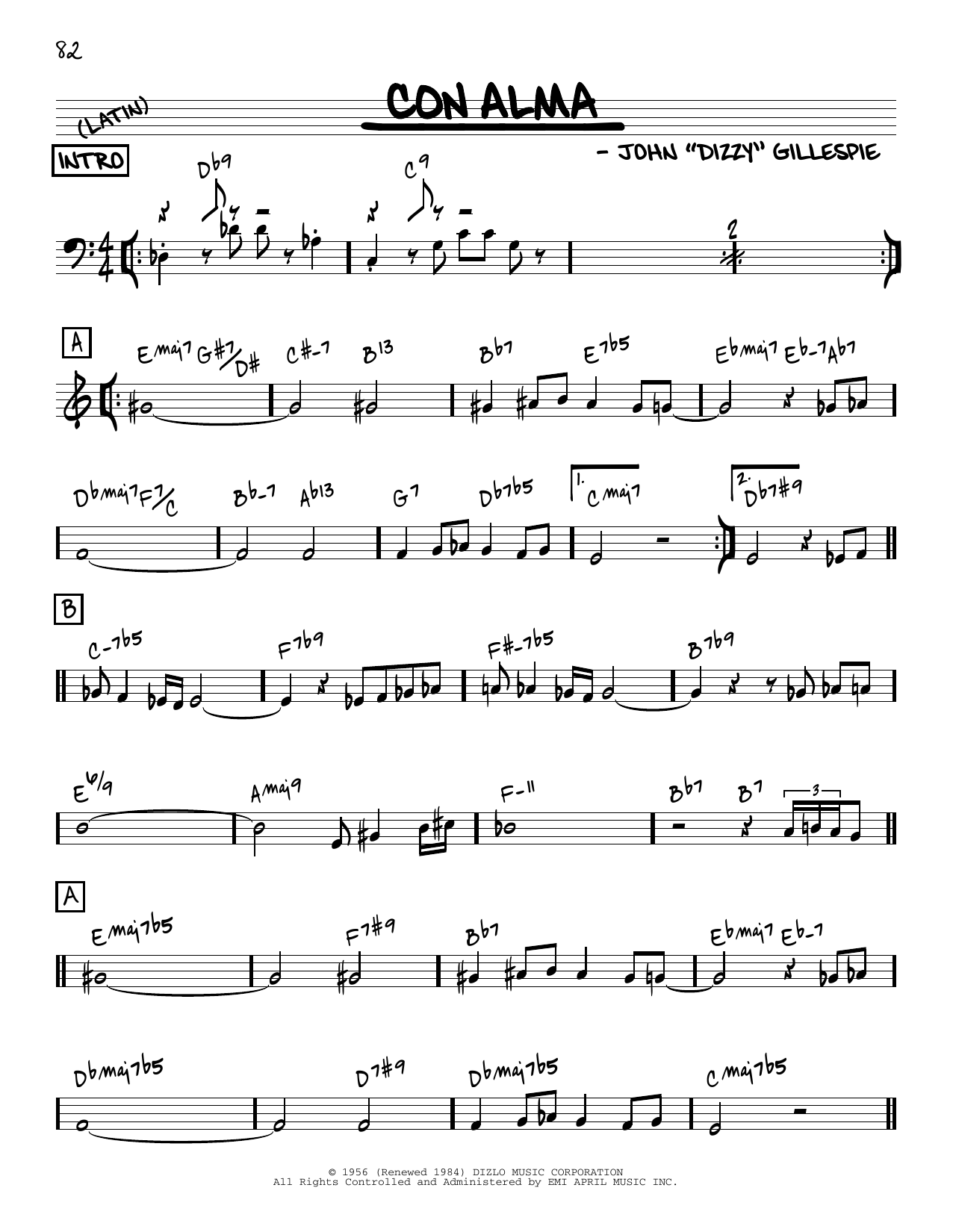 Dizzy Gillespie Con Alma [Reharmonized version] (arr. Jack Grassel) Sheet Music Notes & Chords for Real Book – Melody & Chords - Download or Print PDF