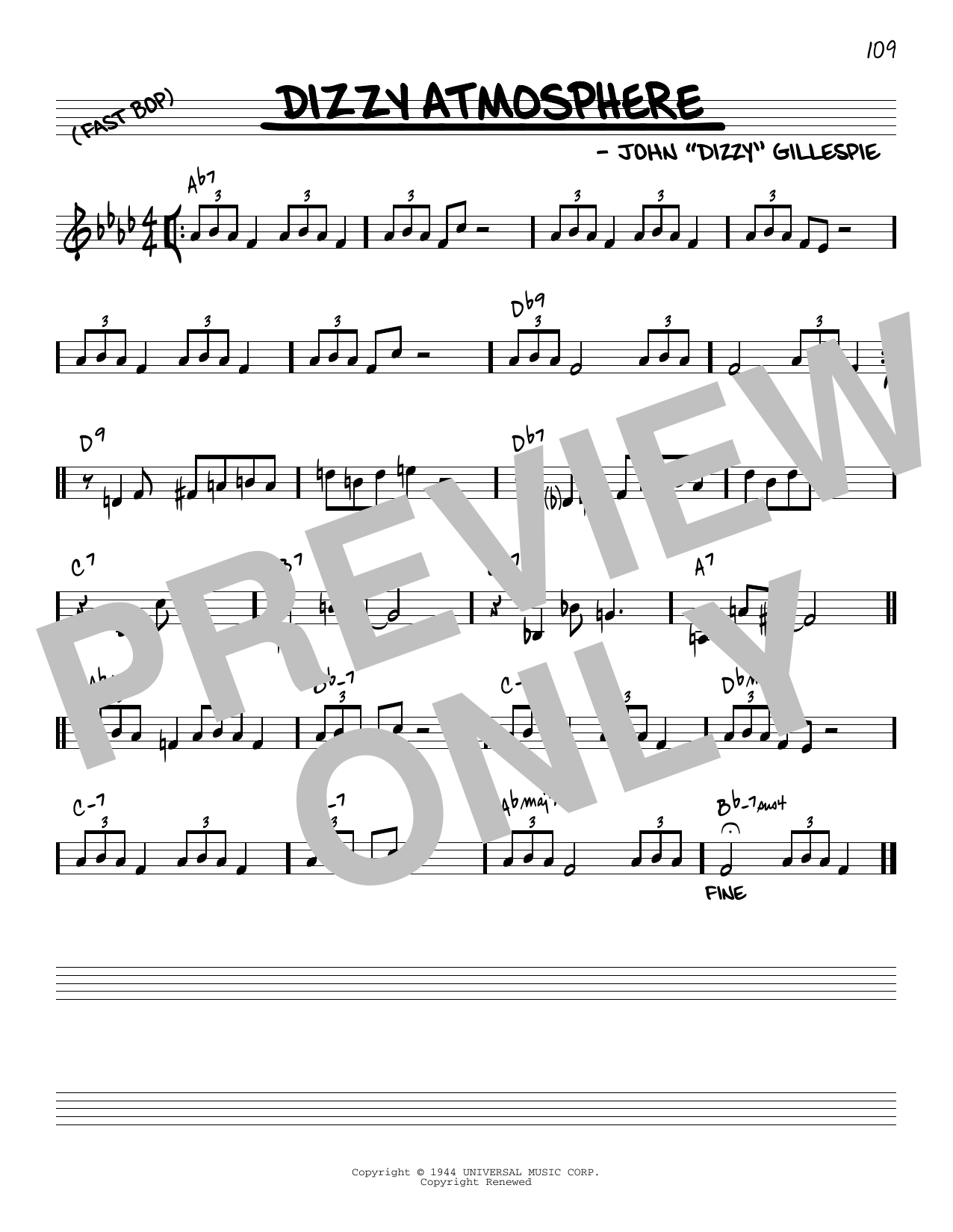 Dizzy Gillespie Dizzy Atmosphere [Reharmonized version] (arr. Jack Grassel) Sheet Music Notes & Chords for Real Book – Melody & Chords - Download or Print PDF