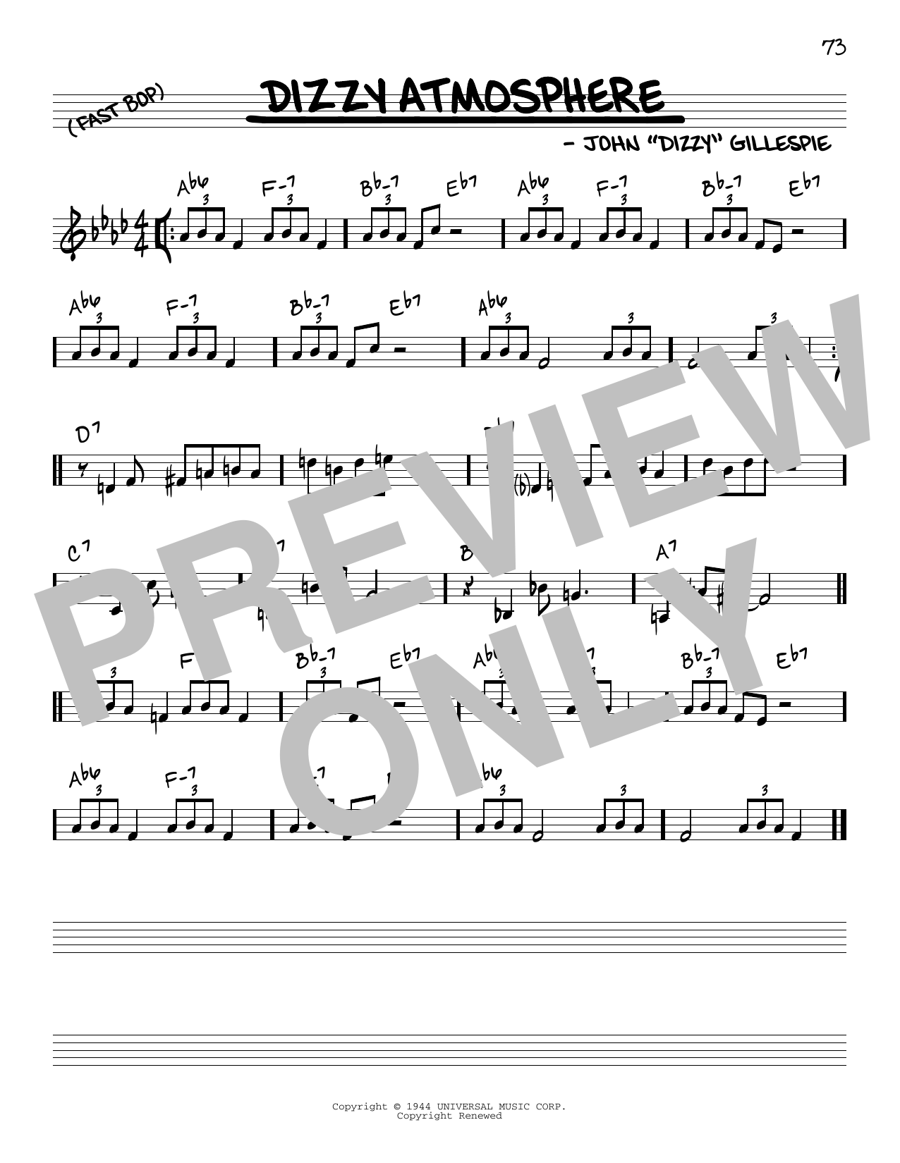 Dizzy Gillespie Dizzy Atmosphere Sheet Music Notes & Chords for Real Book - Melody & Chords - Bass Clef Instruments - Download or Print PDF