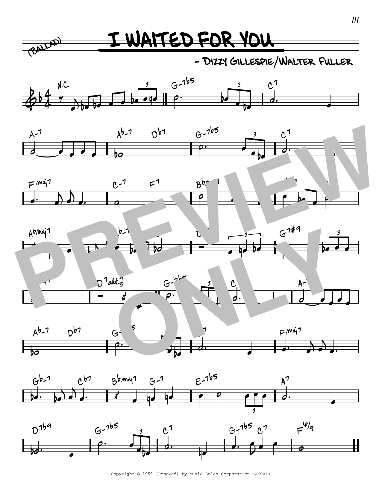 Dizzy Gillespie I Waited For You Sheet Music Notes & Chords for Real Book – Melody & Chords - Download or Print PDF