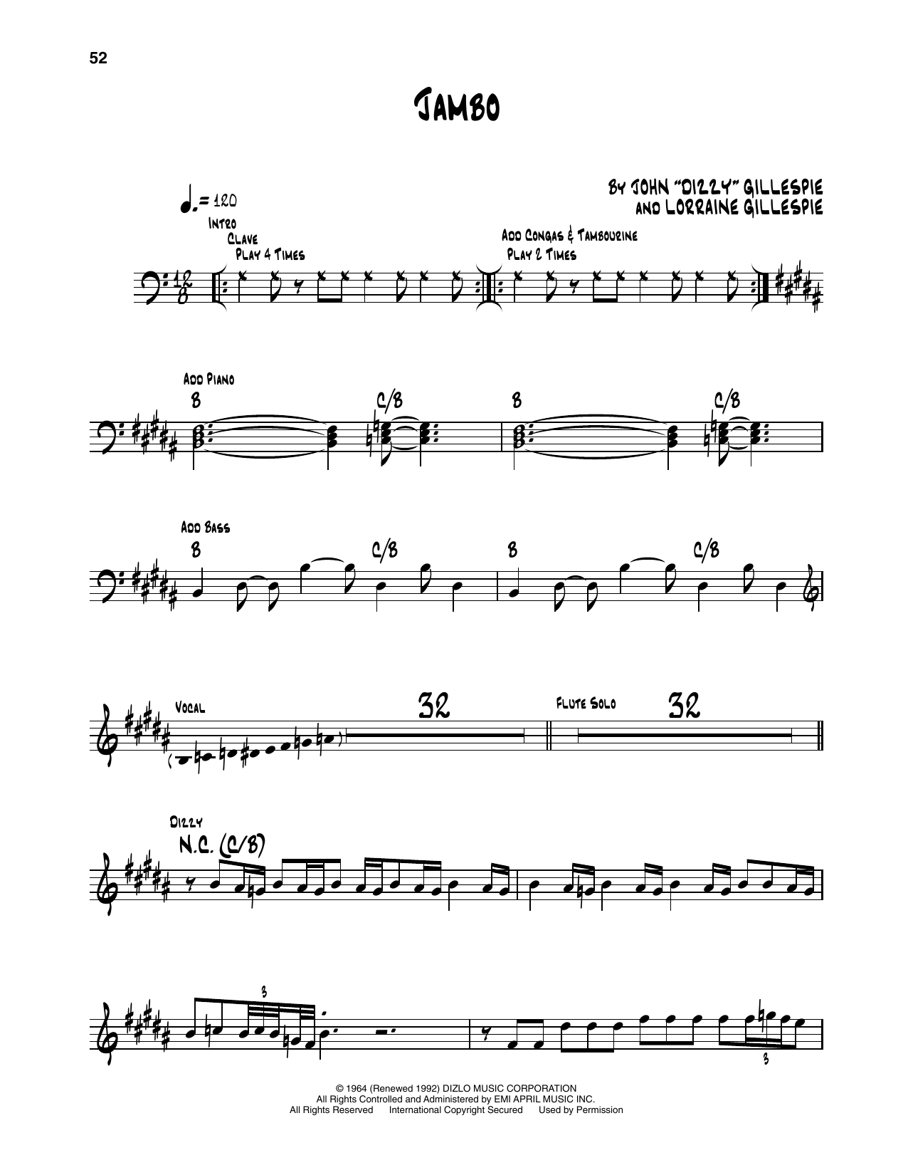 Dizzy Gillespie Jambo Sheet Music Notes & Chords for Trumpet Transcription - Download or Print PDF