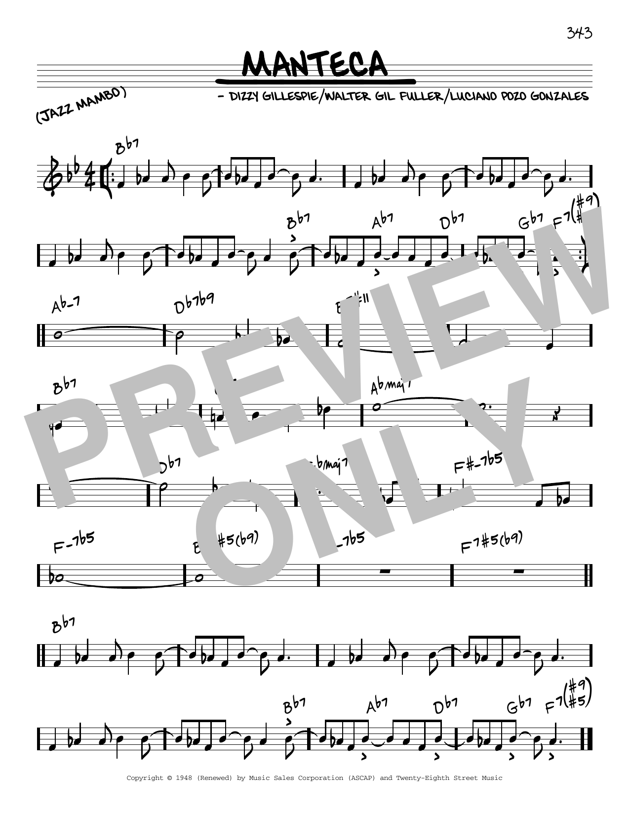 Dizzy Gillespie Manteca Sheet Music Notes & Chords for Piano Solo - Download or Print PDF