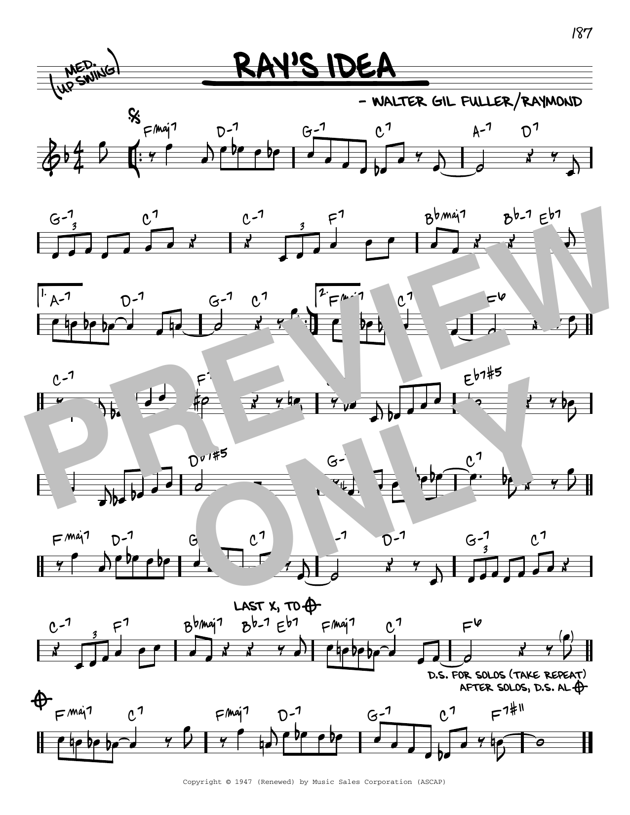 Dizzy Gillespie Ray's Idea Sheet Music Notes & Chords for Real Book – Melody & Chords - Download or Print PDF