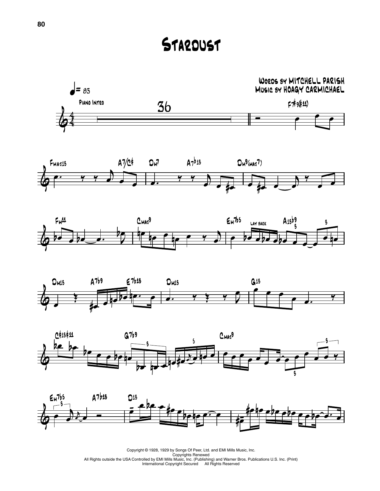 Dizzy Gillespie Stardust Sheet Music Notes & Chords for Trumpet Transcription - Download or Print PDF Dizzy Gillespie Stardust Sheet Music Notes & Chords for Trumpet Transcription - Download or Print PDF