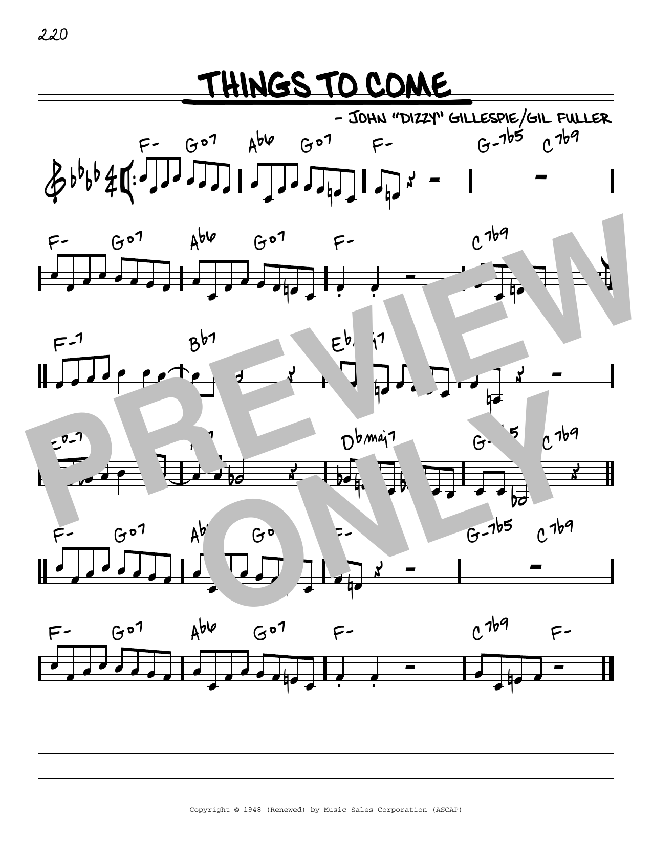 Dizzy Gillespie Things To Come Sheet Music Notes & Chords for Real Book - Melody & Chords - C Instruments - Download or Print PDF