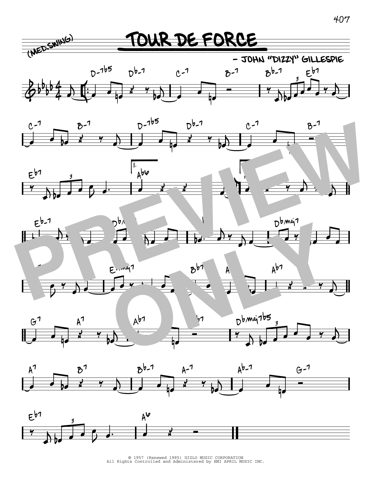 Dizzy Gillespie Tour De Force [Reharmonized version] (arr. Jack Grassel) Sheet Music Notes & Chords for Real Book – Melody & Chords - Download or Print PDF