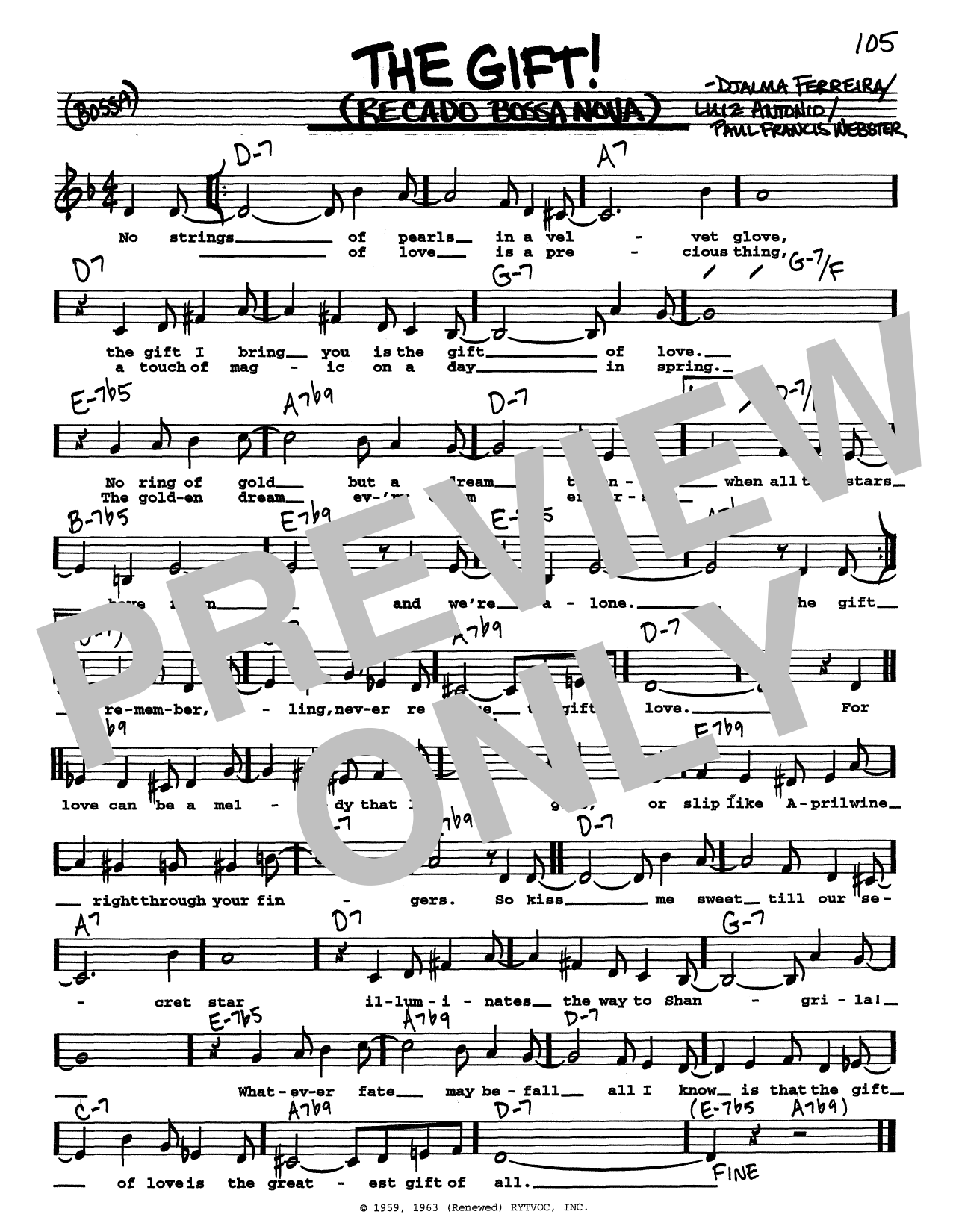 Djalma Ferreira The Gift! (Recado Bossa Nova) (Low Voice) Sheet Music Notes & Chords for Real Book – Melody, Lyrics & Chords - Download or Print PDF