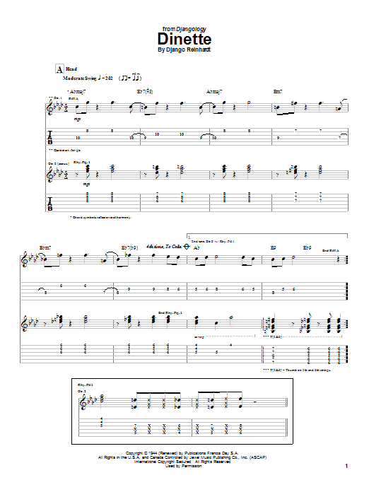 Django Reinhardt Dinette Sheet Music Notes & Chords for Guitar Tab - Download or Print PDF