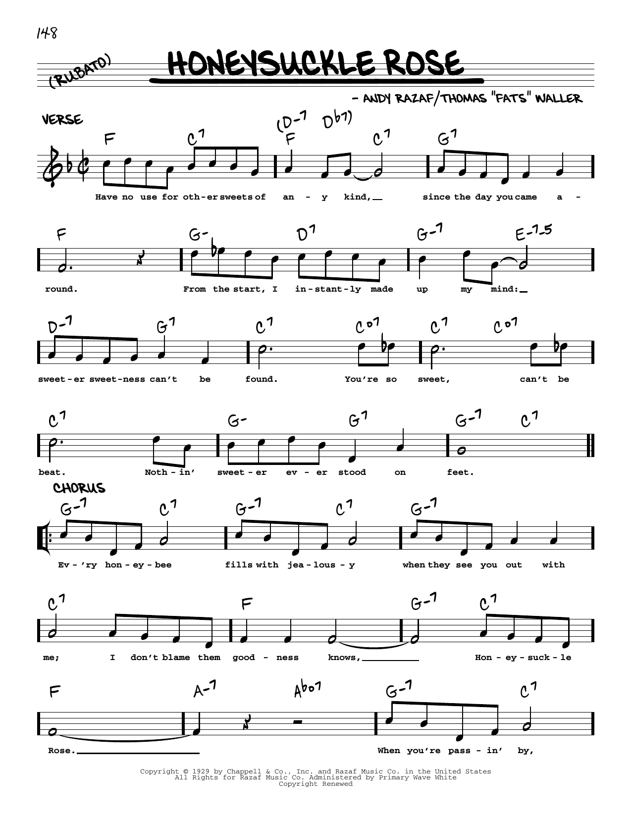 Django Reinhardt Honeysuckle Rose (arr. Robert Rawlins) Sheet Music Notes & Chords for Real Book – Melody, Lyrics & Chords - Download or Print PDF