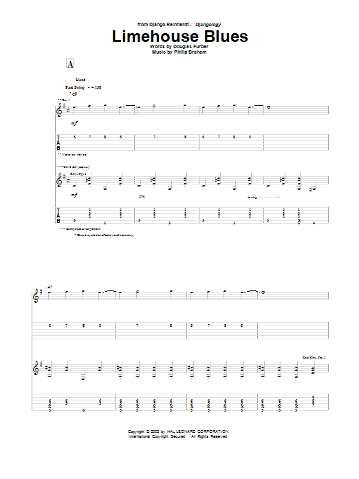 Django Reinhardt Limehouse Blues Sheet Music Notes & Chords for Guitar Tab Play-Along - Download or Print PDF