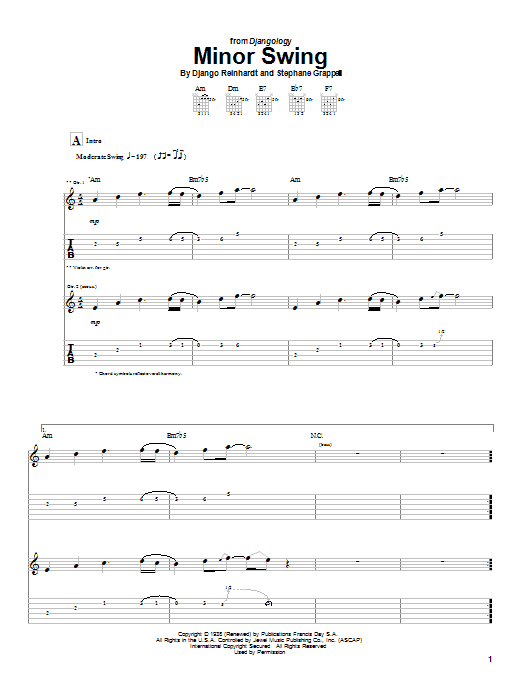 Django Reinhardt Minor Swing Sheet Music Notes & Chords for Real Book – Melody & Chords - Download or Print PDF