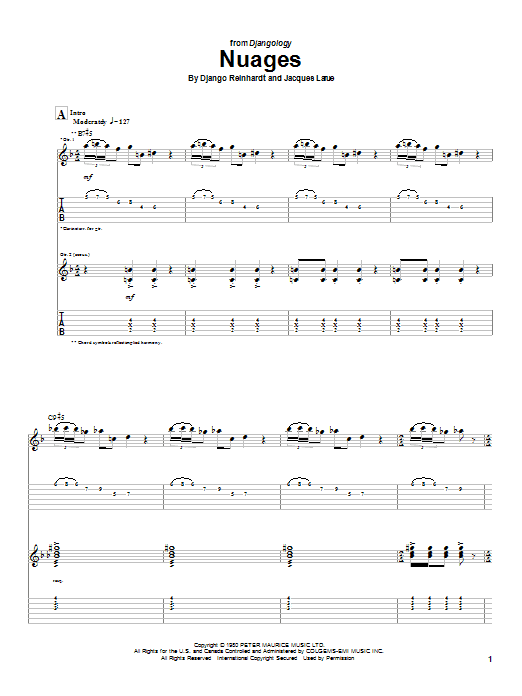 Django Reinhardt Nuages Sheet Music Notes & Chords for Guitar Tab - Download or Print PDF