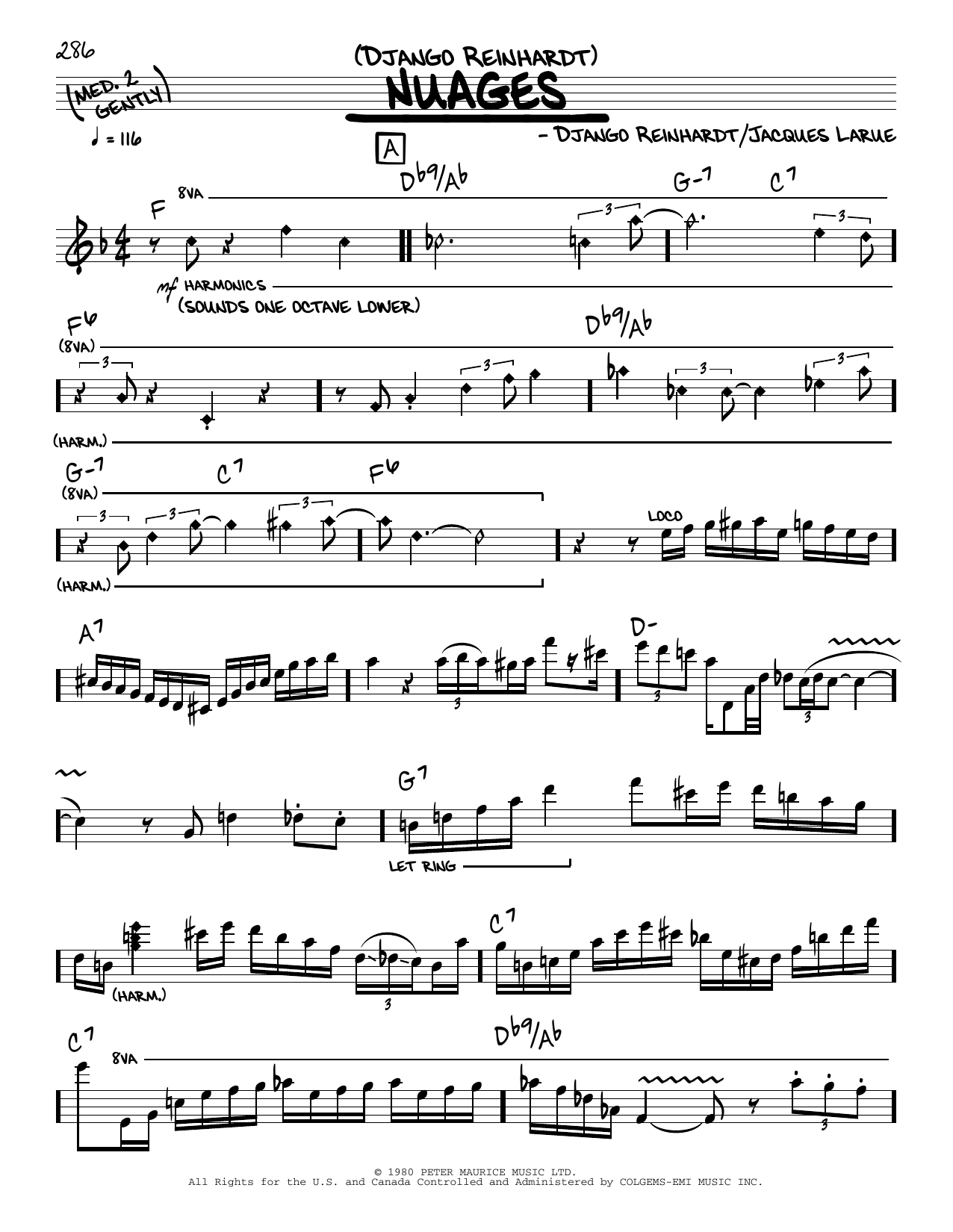 Django Reinhardt Nuages (solo only) Sheet Music Notes & Chords for Real Book – Melody & Chords - Download or Print PDF