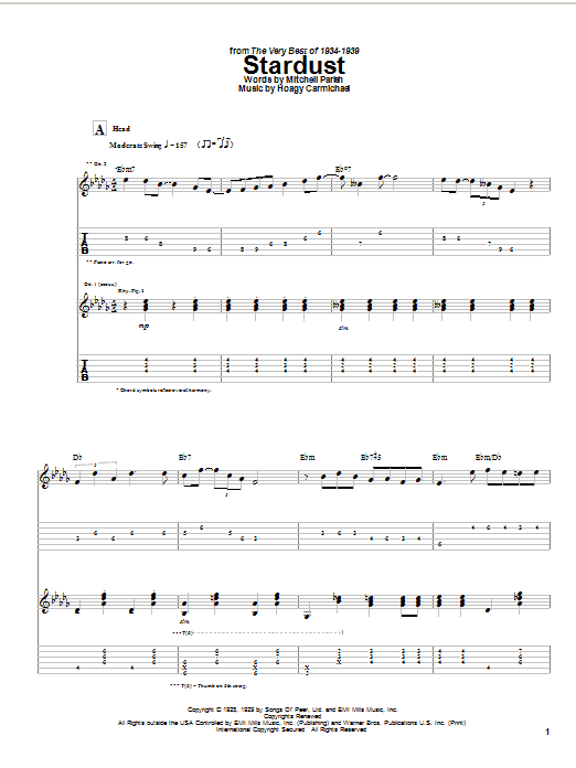 Django Reinhardt Stardust Sheet Music Notes & Chords for Guitar Tab - Download or Print PDF