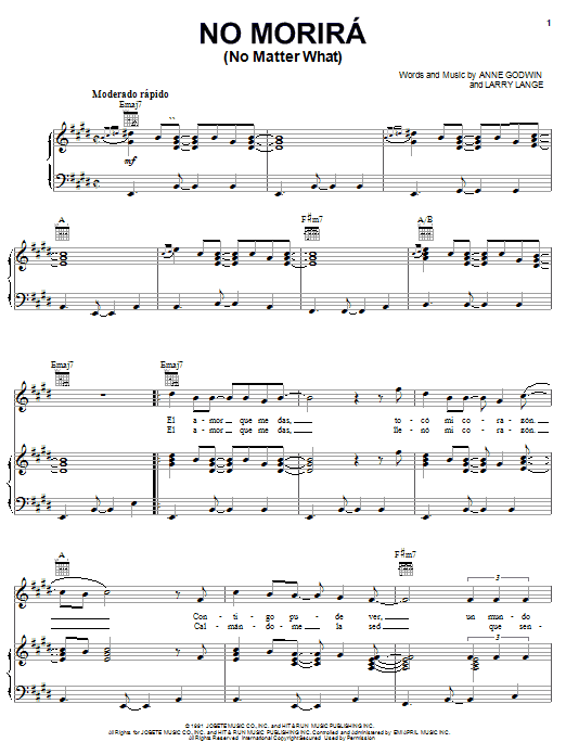 DLG (Dark Latin Groove) No Morira (No Matter What) Sheet Music Notes & Chords for Piano, Vocal & Guitar (Right-Hand Melody) - Download or Print PDF