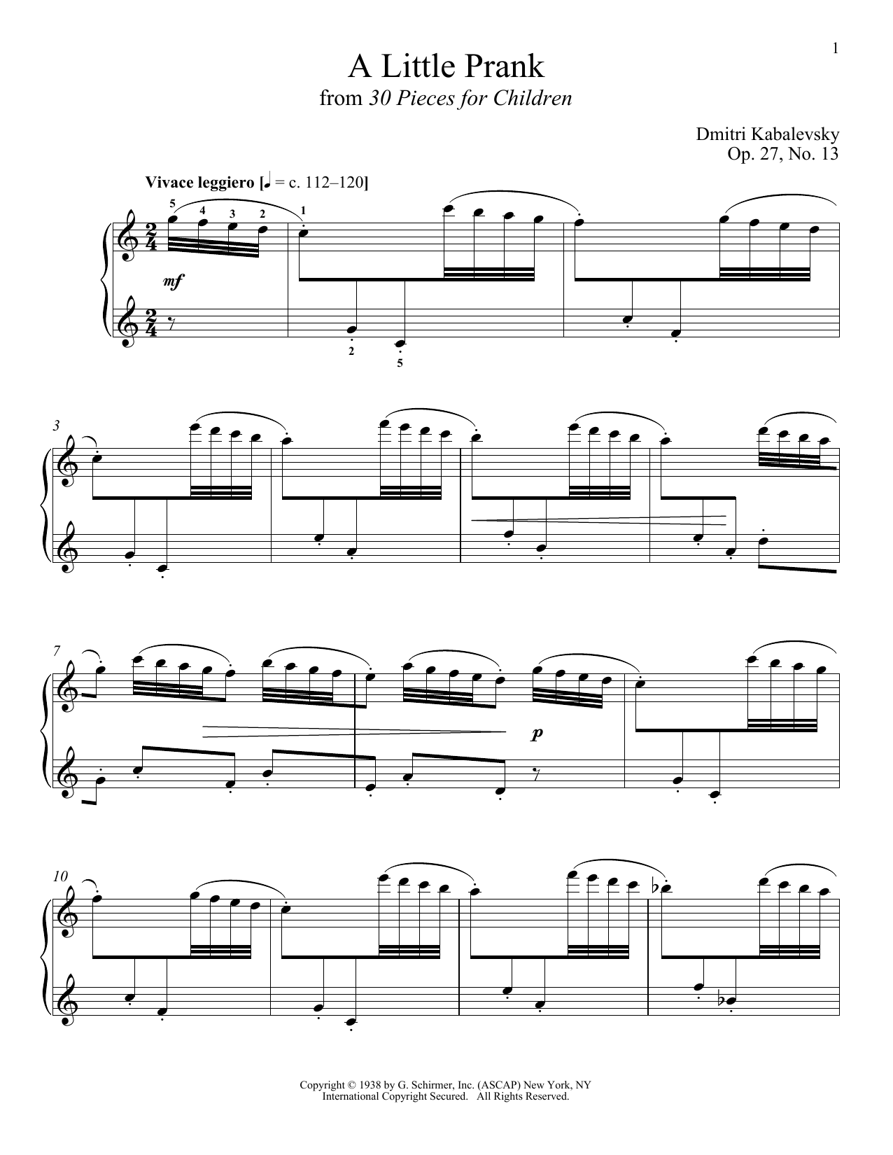 Richard Walters A Little Prank Sheet Music Notes & Chords for Piano - Download or Print PDF