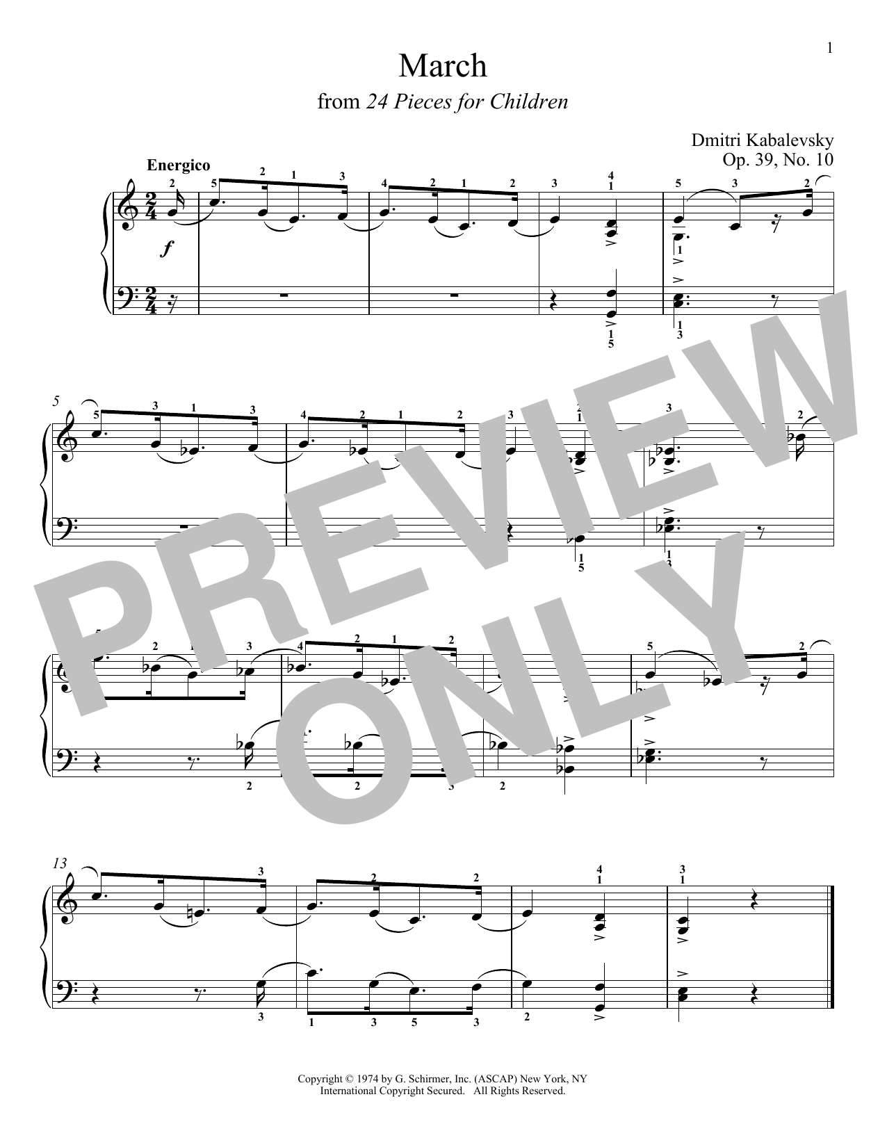 Dmitri Kabalevsky March Sheet Music Notes & Chords for Piano - Download or Print PDF