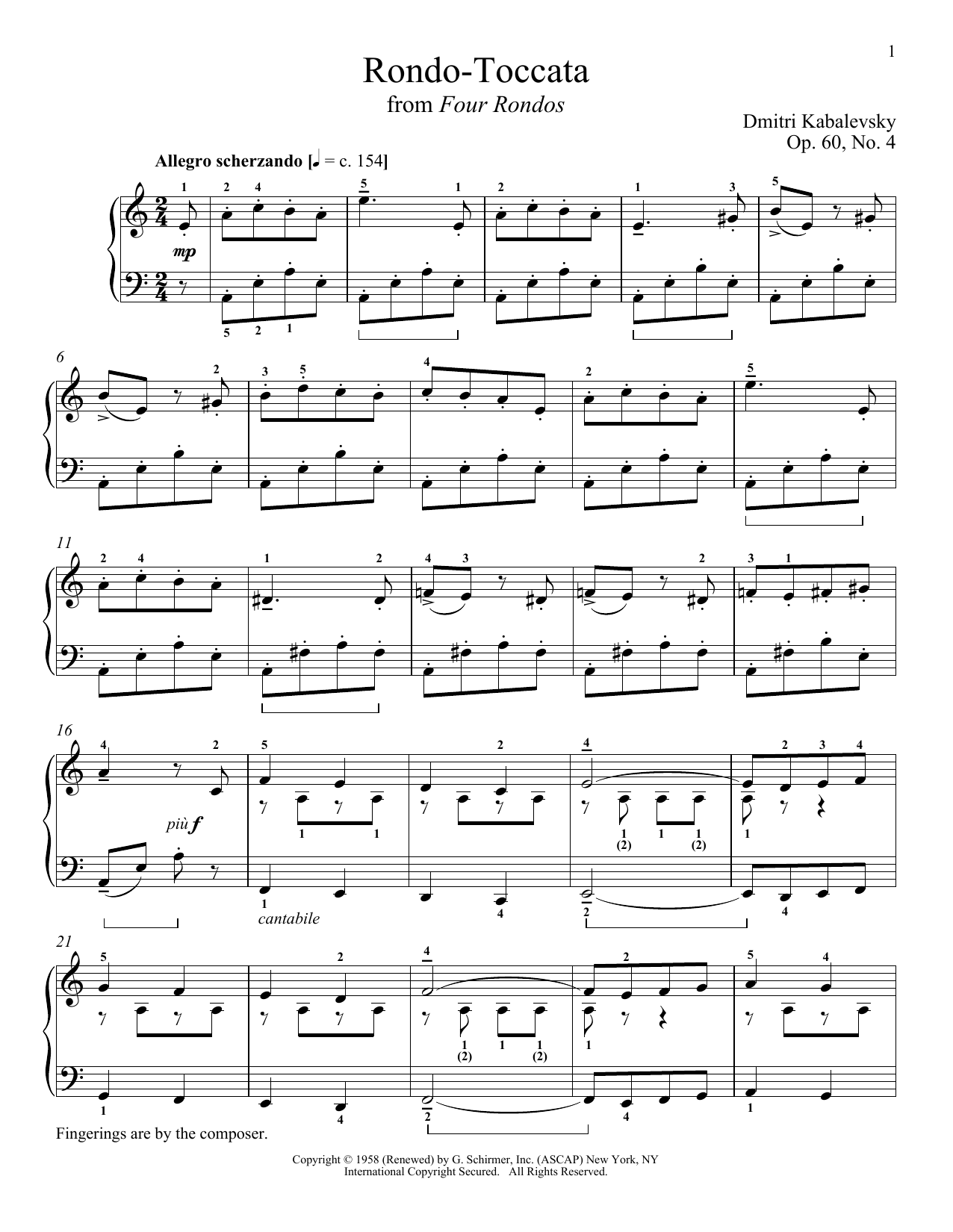 Dmitri Kabalevsky Rondo-Toccata Sheet Music Notes & Chords for Piano - Download or Print PDF