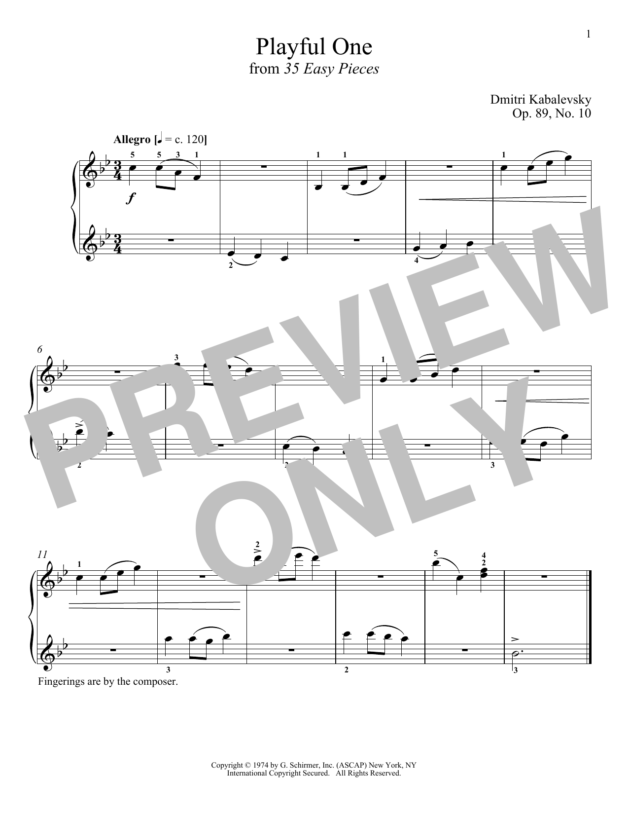 Playful One, Op. 89, No. 10 sheet music