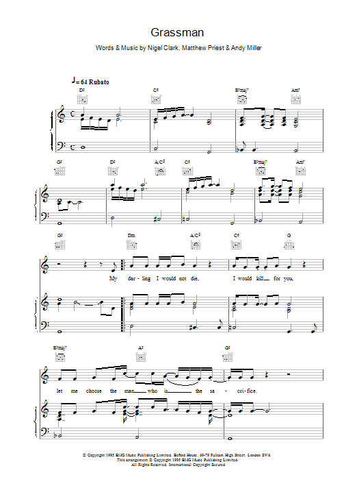 Dodgy Grassman Sheet Music Notes & Chords for Piano, Vocal & Guitar (Right-Hand Melody) - Download or Print PDF