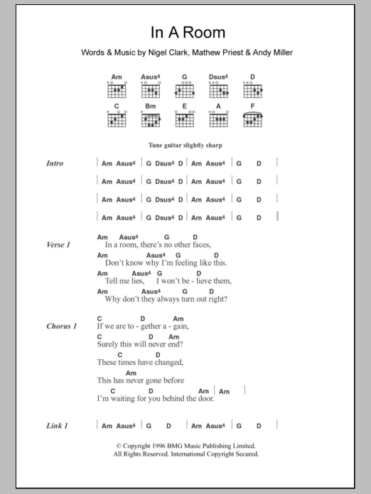 Dodgy In A Room Sheet Music Notes & Chords for Lyrics & Chords - Download or Print PDF