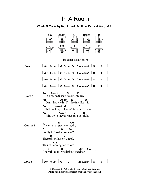 Dodgy In A Room Sheet Music Notes & Chords for Lyrics & Chords - Download or Print PDF