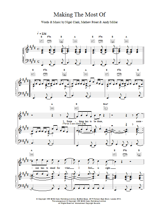 Stereophonics Making The Most Of Sheet Music Notes & Chords for Piano, Vocal & Guitar (Right-Hand Melody) - Download or Print PDF