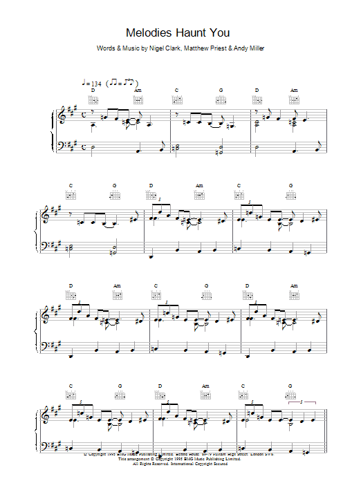 Dodgy Melodies Haunt You Sheet Music Notes & Chords for Piano, Vocal & Guitar (Right-Hand Melody) - Download or Print PDF