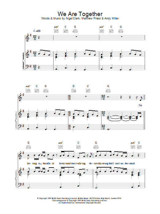 Dodgy We Are Together sheet music notes and chords. Download Printable PDF.