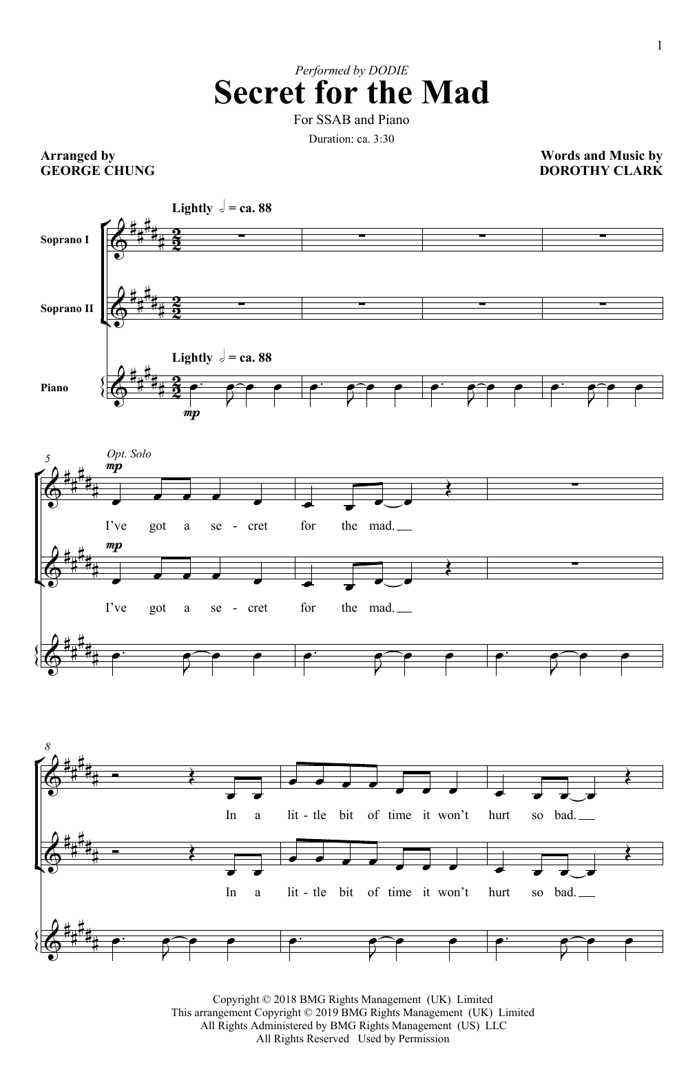 Dodie Secret For The Mad (arr. George Chung) Sheet Music Notes & Chords for SATB Choir - Download or Print PDF