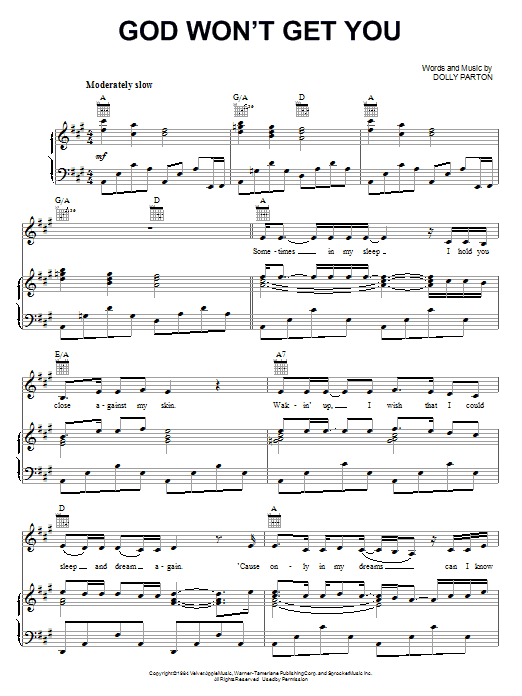 Dolly Parton God Won't Get You Sheet Music Notes & Chords for Piano, Vocal & Guitar (Right-Hand Melody) - Download or Print PDF