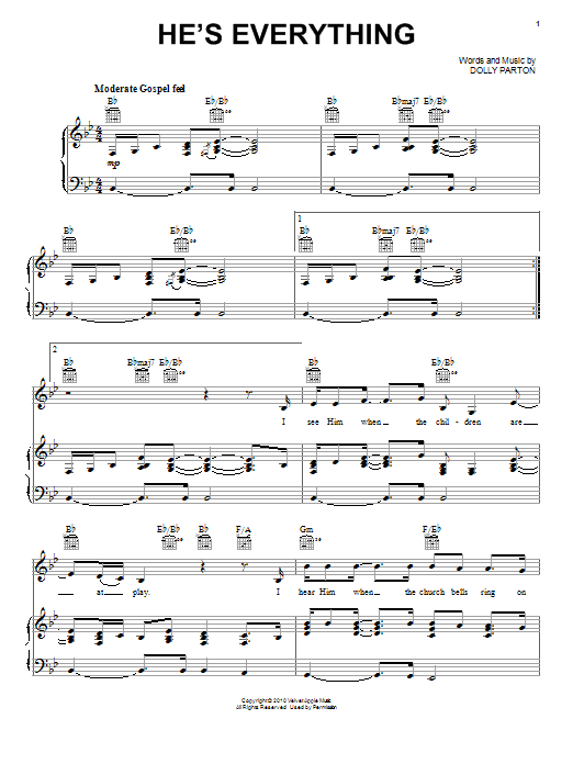 Dolly Parton He's Everything Sheet Music Notes & Chords for Piano, Vocal & Guitar (Right-Hand Melody) - Download or Print PDF Dolly Parton He's Everything Sheet Music Notes & Chords for Piano, Vocal & Guitar (Right-Hand Melody) - Download or Print PDF
