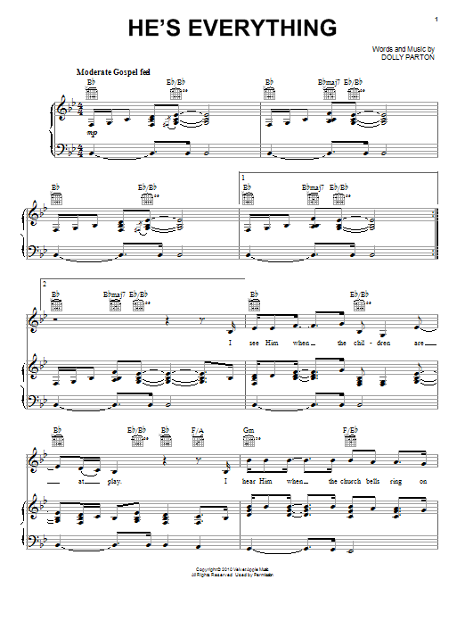 Dolly Parton He's Everything Sheet Music Notes & Chords for Piano, Vocal & Guitar (Right-Hand Melody) - Download or Print PDF