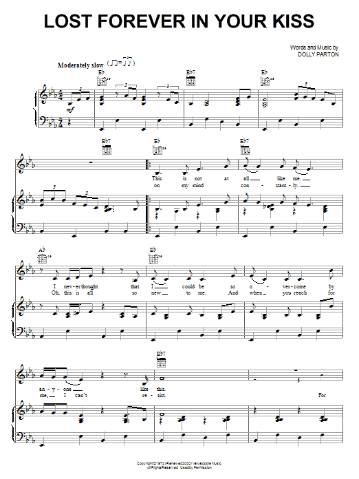 Dolly Parton Lost Forever In Your Kiss Sheet Music Notes & Chords for Piano, Vocal & Guitar (Right-Hand Melody) - Download or Print PDF