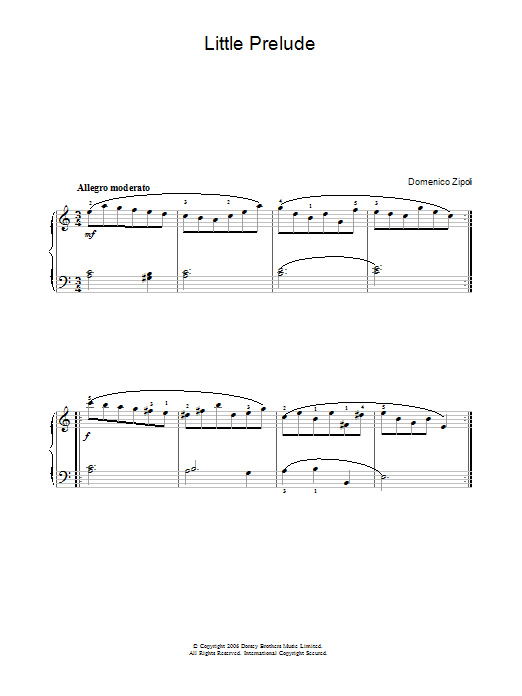 Domenico Zipoli Little Prelude Sheet Music Notes & Chords for Beginner Piano - Download or Print PDF