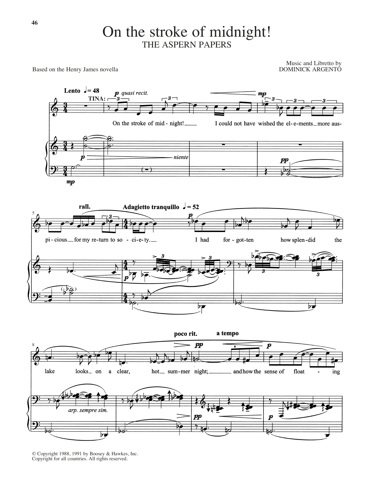 Dominick Argento On The Stroke Of Midnight! Sheet Music Notes & Chords for Piano & Vocal - Download or Print PDF