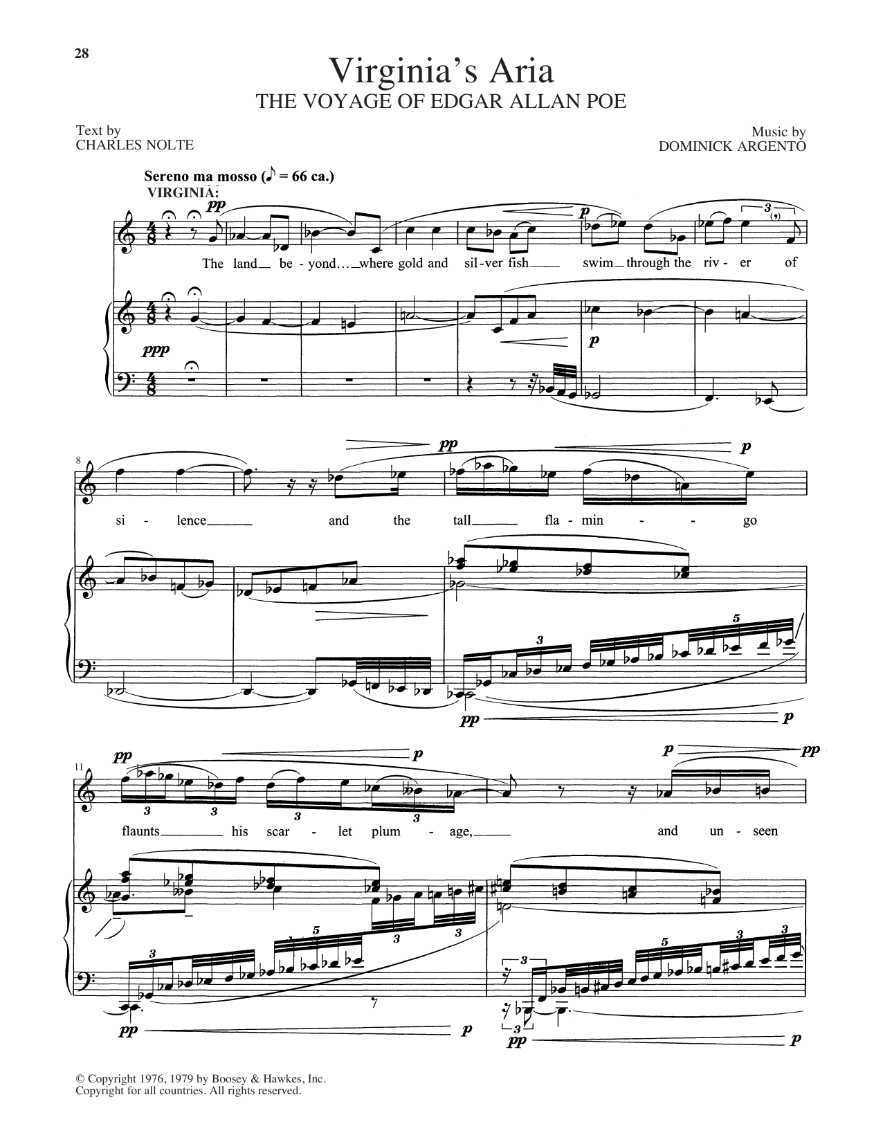 Dominick Argento Virginia's Aria Sheet Music Notes & Chords for Piano & Vocal - Download or Print PDF