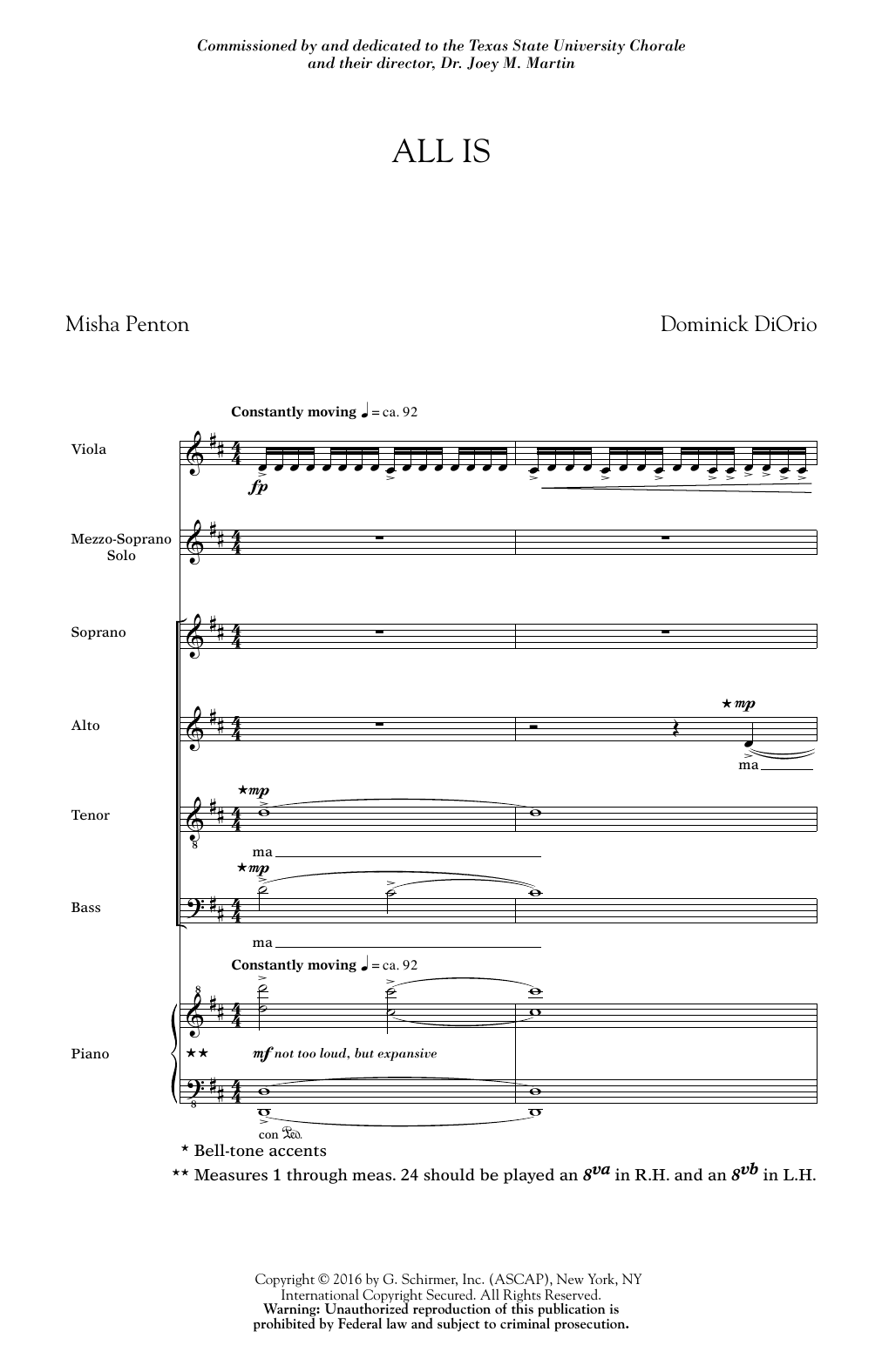 Dominick DiOrio All Is Sheet Music Notes & Chords for SATB - Download or Print PDF