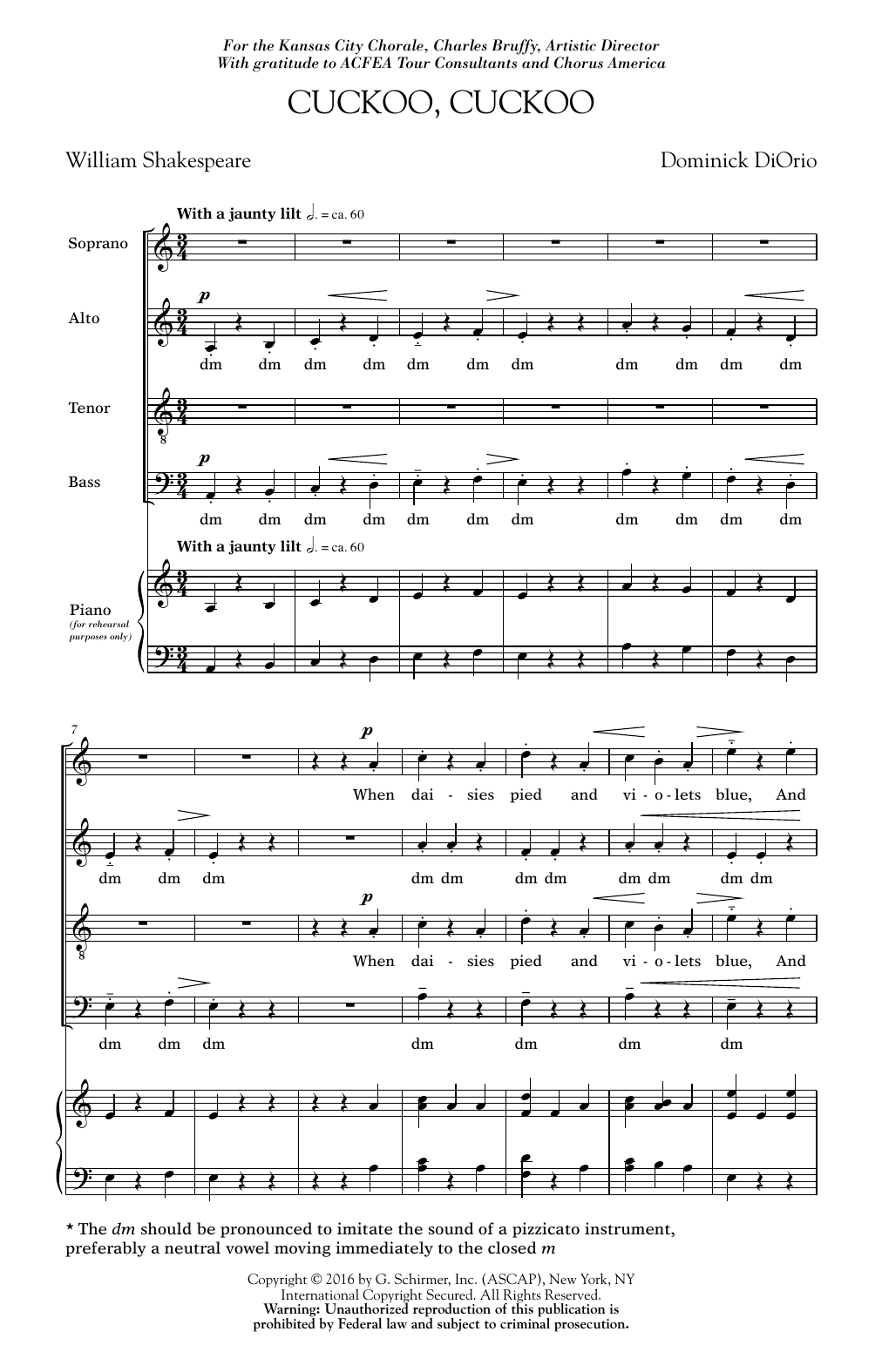 Dominick DiOrio Cuckoo Cuckoo Sheet Music Notes & Chords for SATB - Download or Print PDF