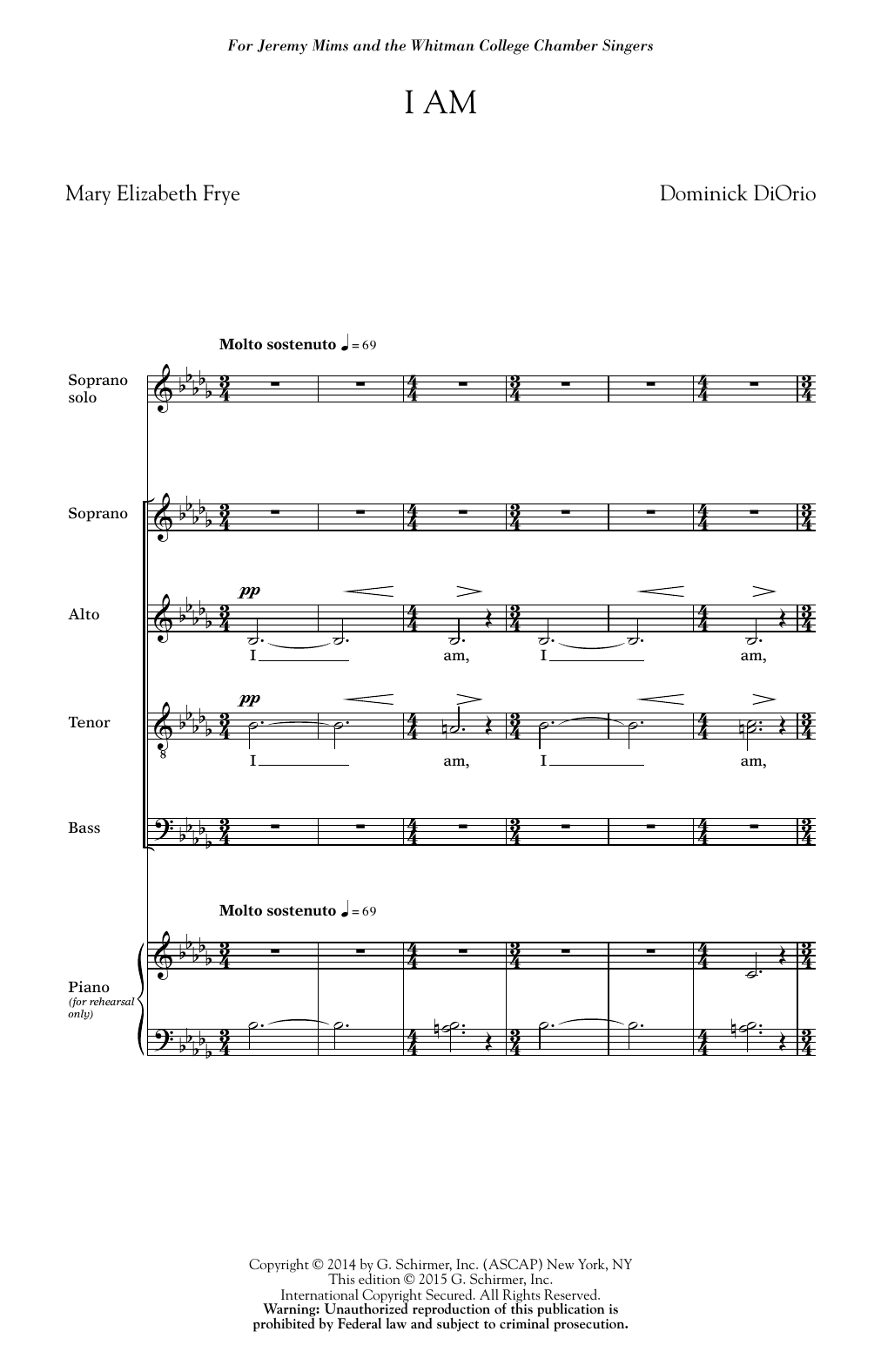 Dominick Diorio I Am Sheet Music Notes & Chords for SATB - Download or Print PDF
