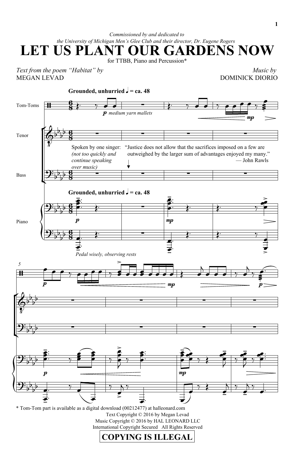 Dominick DiOrio Let Us Plant Our Gardens Now Sheet Music Notes & Chords for TTBB - Download or Print PDF